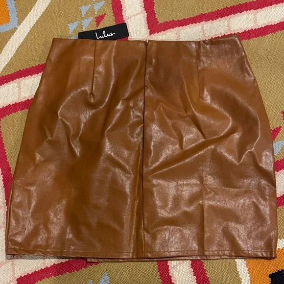 Lulu's Tan Faux Leather Skirt - Picture 2 of 2